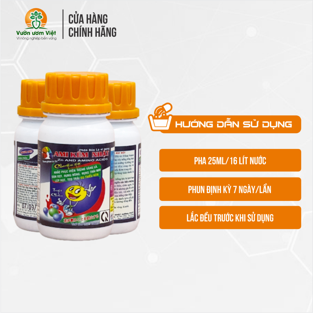 Phân bón Ami Kẽm - trị vàng lá gân xanh trên mai vàng, sầu riêng,... lá xanh dày, hạn chế sâu bệnh