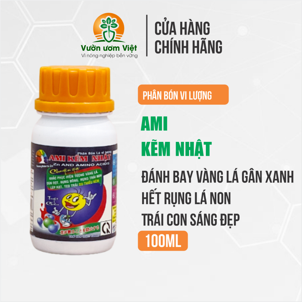 Phân bón Ami Kẽm - trị vàng lá gân xanh trên mai vàng, sầu riêng,... lá xanh dày, hạn chế sâu bệnh