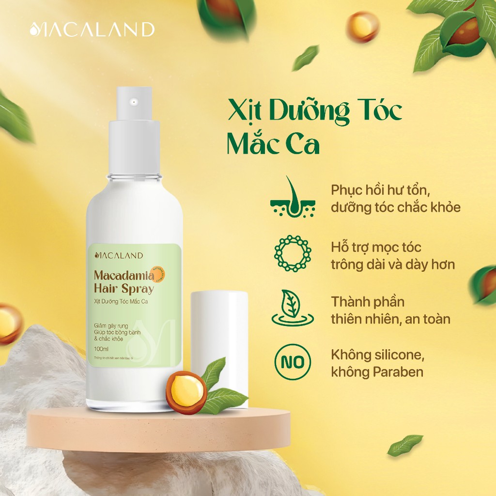 Ảnh Xịt dưỡng tóc Mắc Ca Macaland 30ml/100ml hỗ trợ tóc mọc nhanh giảm tình trạng khô xơ 2