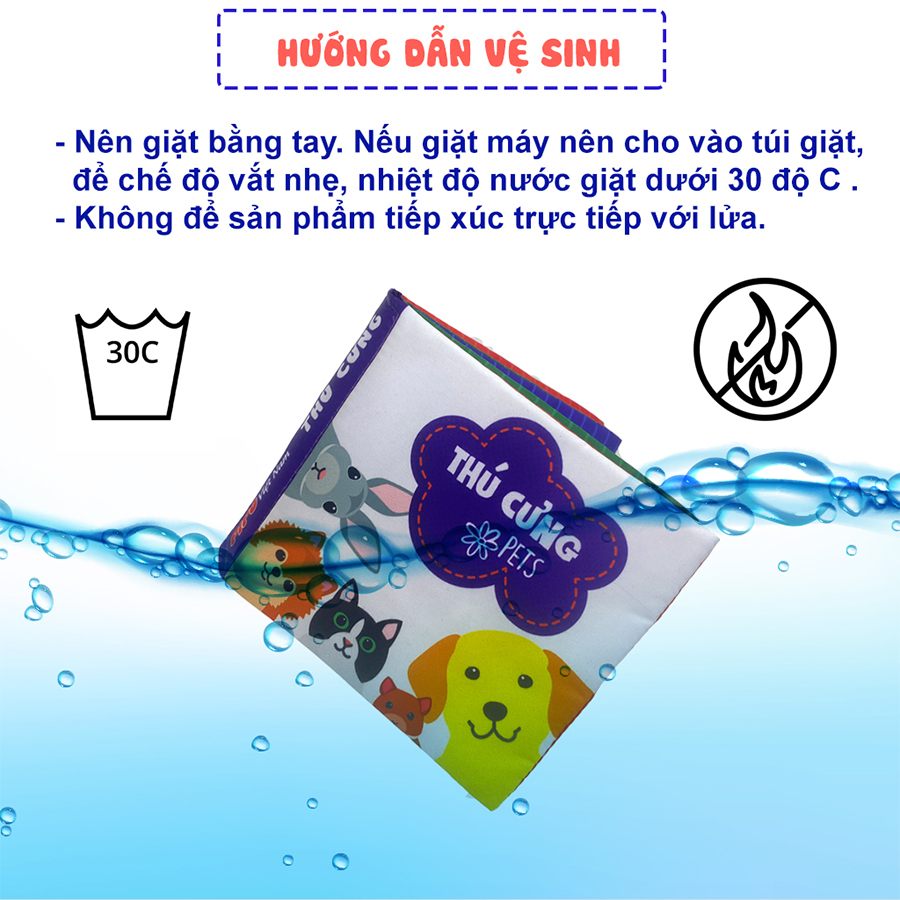 Sách vải song ngữ VIỆT - ANH kích thích thị giác cho bé sơ sinh trẻ nhỏ nhiều chủ đề