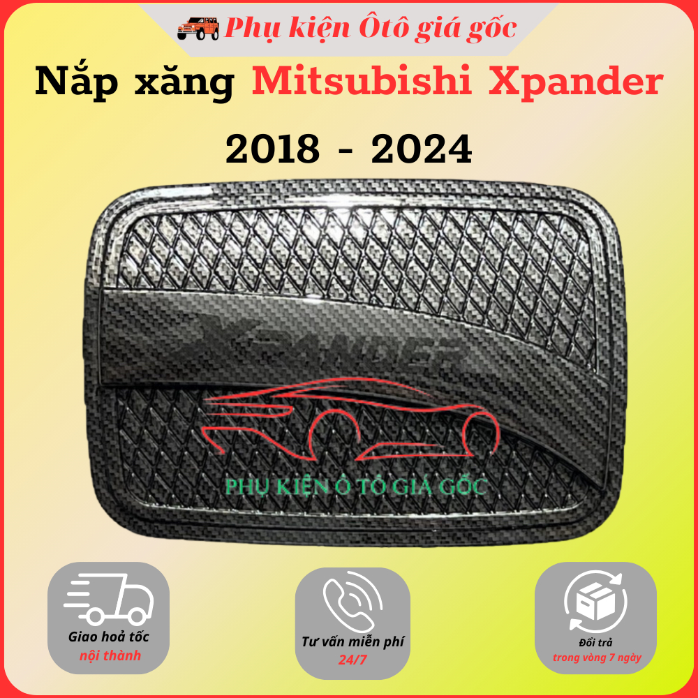 Ốp nắp bình xăng xe Mitsubishi Xpander 2018, 2019, 2020, 2021, 2022, 2023, 2024, 2025 nhựa vân carbon cao cấp