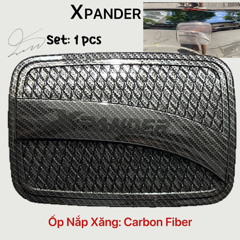 Ốp nắp bình xăng xe Mitsubishi Xpander 2018, 2019, 2020, 2021, 2022, 2023, 2024, 2025 nhựa vân carbon cao cấp