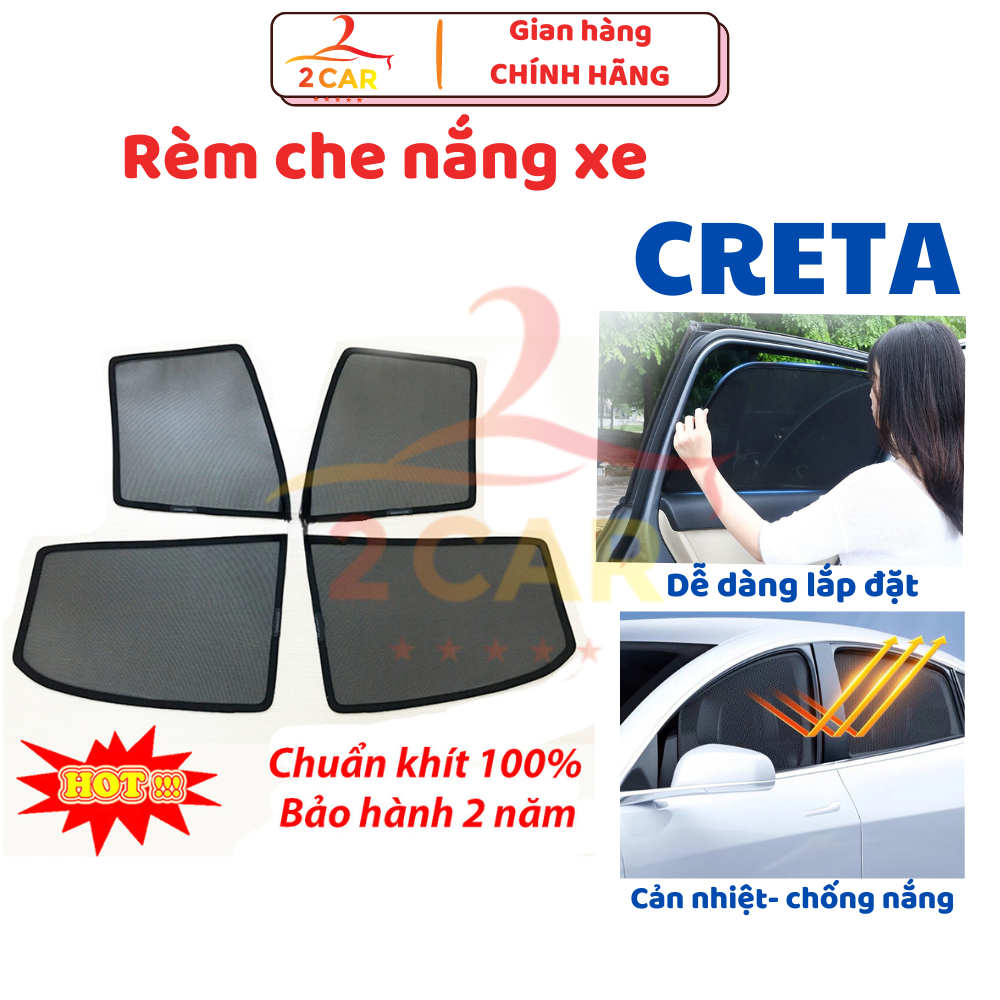 Rèm che nắng xe Hyundai Creta 2022 - 2026 có hít nam châm cao cấp, chuẩn khít theo xe