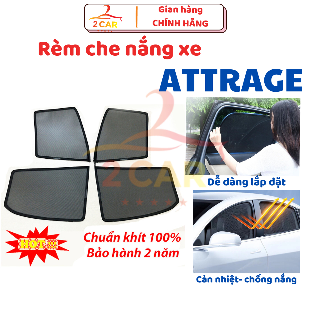 Rèm che nắng xe Mitsubishi Attrage 2015 - 2021, 2022, 2023, 2024, 2025 có hít nam châm cao cấp