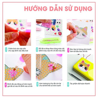 Bộ Tranh Đính Đá 17x17cm Tự Làm Kèm Khung Rèn Luyện Tính Kiên Trì, Bộ Tranh Gắn Đá 5D DIY Nhiều Mẫu 89063