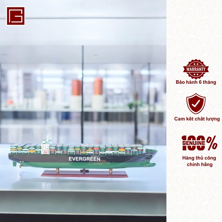 Mô Hình Thuyền Gỗ Phong Thủy Gia Nhiên, Thuyền Container Gỗ EVERGREEN ...