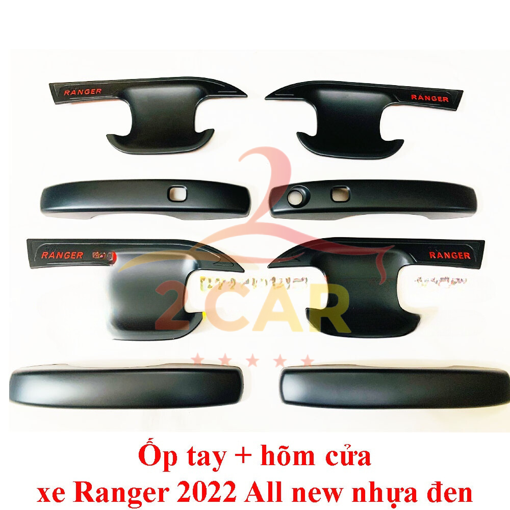 Ốp tay nắm, Hõm Cánh Cửa Xe Ford Ranger 2014 -2022, 2023,2024 nhựa đen