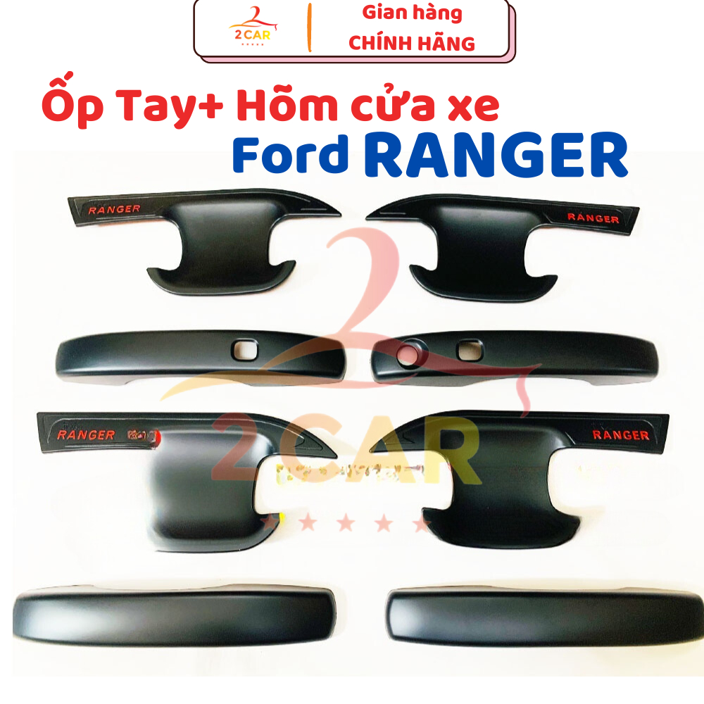 Ốp tay nắm, Hõm Cánh Cửa Xe Ford Ranger 2014 -2022, 2023,2024 nhựa đen