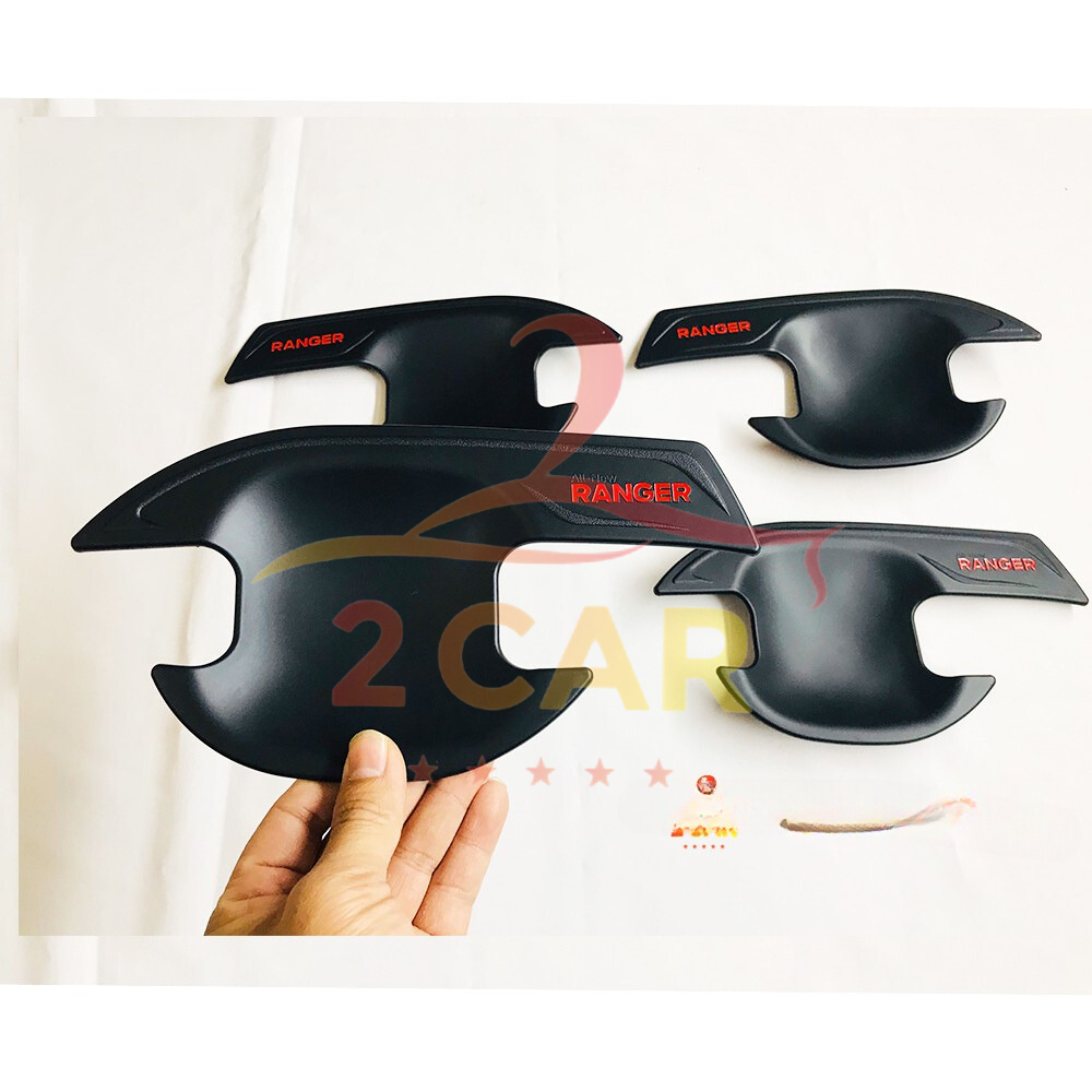 Ốp tay nắm, Hõm Cánh Cửa Xe Ford Ranger 2014 -2022, 2023,2024 nhựa đen