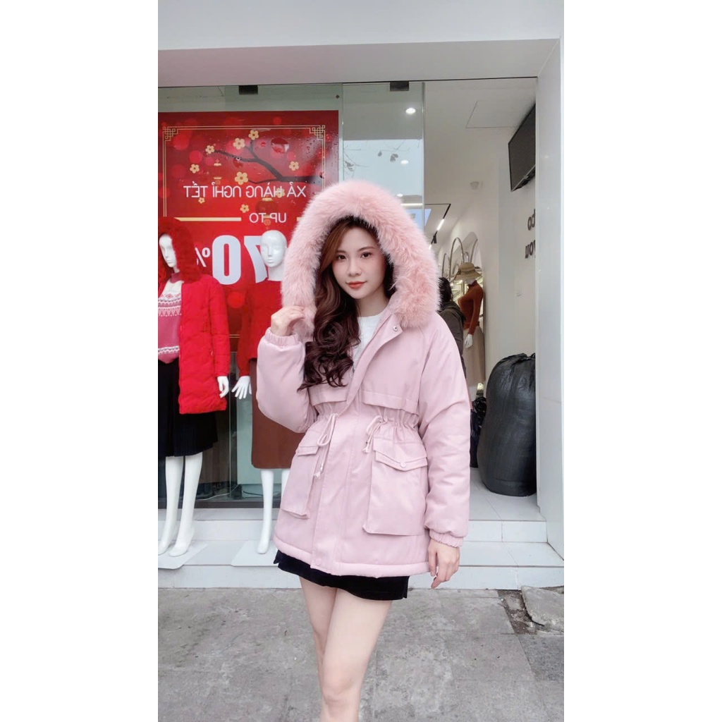 Áo khoác lông Parka kaki nữ mã 8803 , 8805 đại hàn trần lông dày 