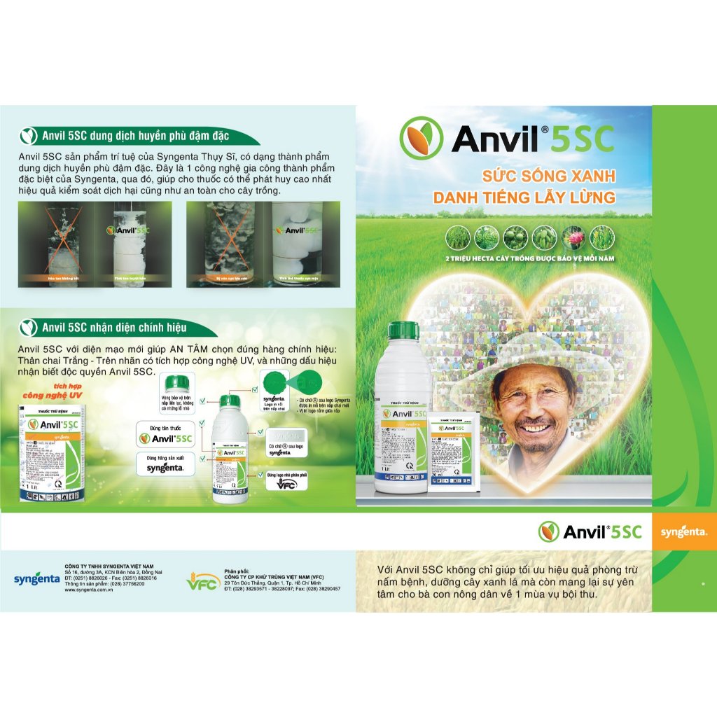Thuốc trừ bệnh Anvil 5SC Syngenta - trừ bệnh phổ rộng, thương hiệu cao cấp - 1000ml