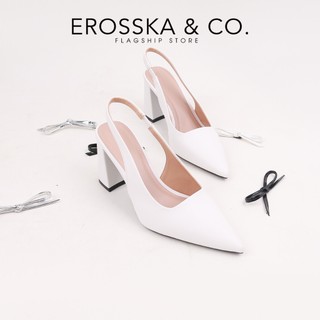 Erosska - Giày cao gót nữ mũi nhọn kiểu dáng thanh lịch sang trọng màu trắng cao 8cm - EH045