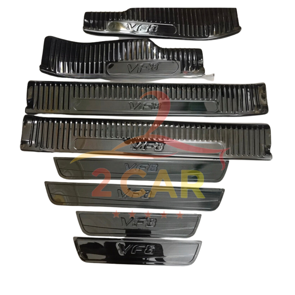 Ốp bậc cửa, nẹp bước chân trong ngoài xe Vinfast VF8, VF8 - Mẫu titan cao cấp