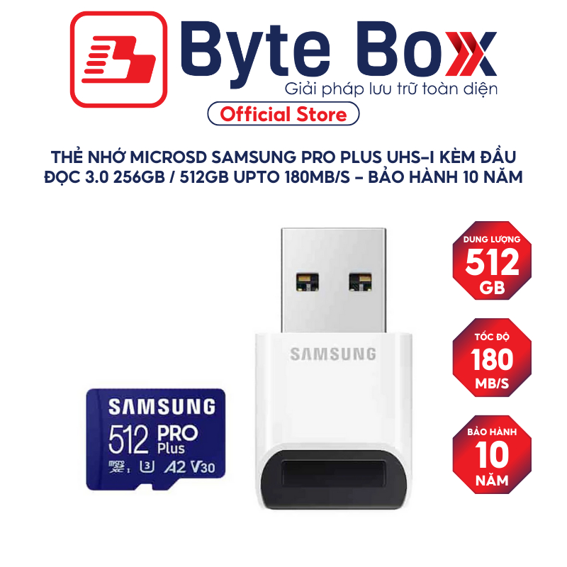 Thẻ nhớ microSD SamSung Pro Plus UHS-I kèm đầu đọc 256GB