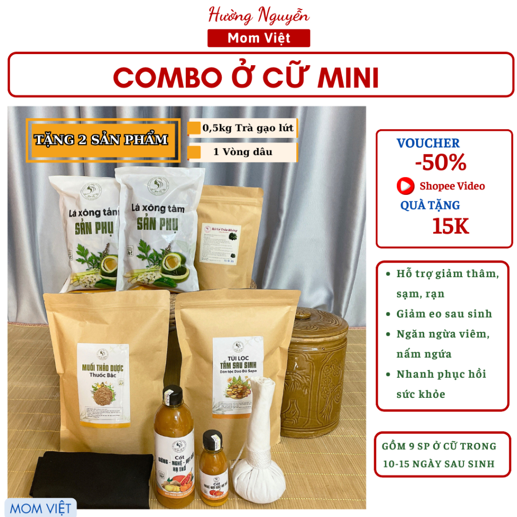 Combo ở cữ cho mẹ sau sinh (combo đặc biệt không vàng da)