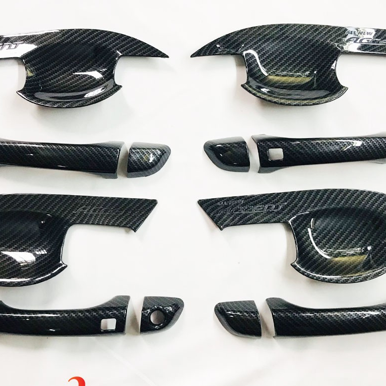 Ốp tay nắm, hõm cửa, chén cửa CARBON xe Huyndai Accent 2018- 2019- 2020- 2021- 2022- 2023-2024 vân cacbon cao cấp