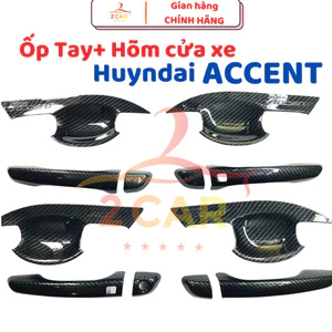 Ốp tay nắm, hõm cửa, chén cửa CARBON xe Huyndai Accent 2018- 2019- 2020- 2021- 2022- 2023-2024 vân cacbon cao cấp