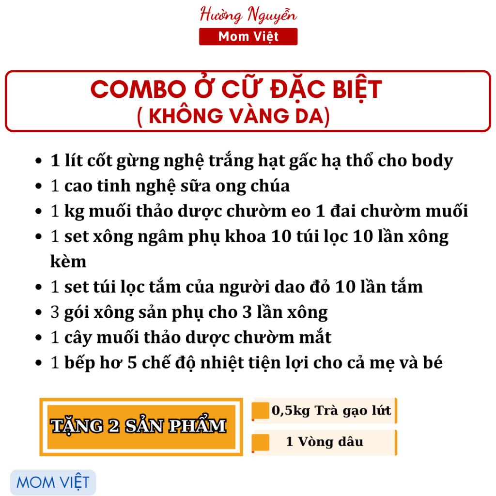 Combo ở cữ cho mẹ sau sinh (combo đặc biệt không vàng da)