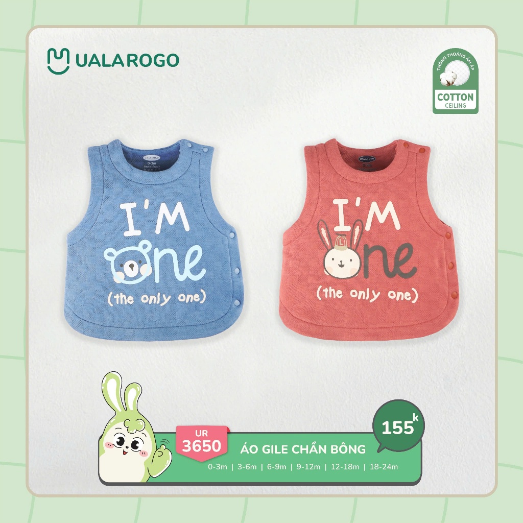 (3-14kg, 0-24M) Áo Gile Uala Cho Bé Hoạ Tiết Đáng Yêu UR3650 UR254 UR248 UR3804