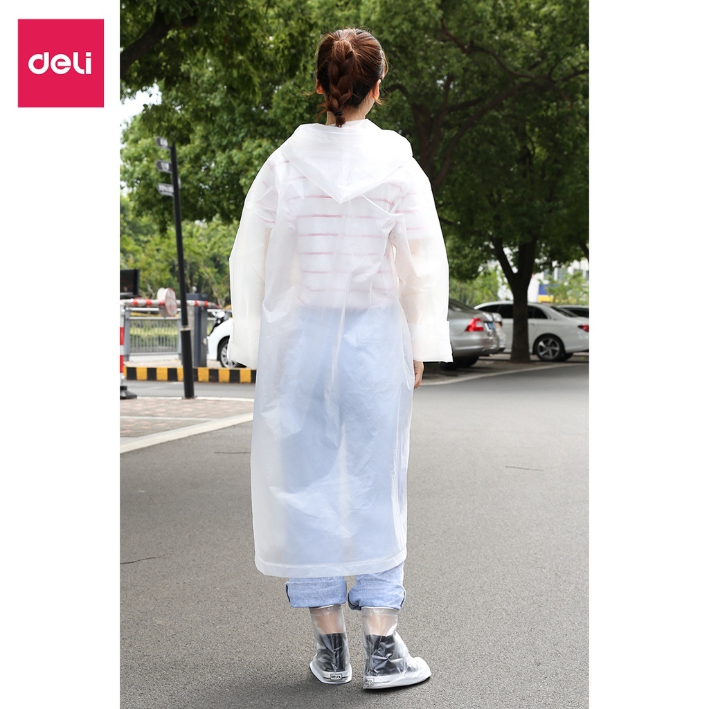 Áo Mưa Trong Suốt Deli - Áo Mưa Cúc Bấm Vải EVA An Toàn Chống Thấm Cao Cấp Áo Mưa Người Lớn Trẻ Em