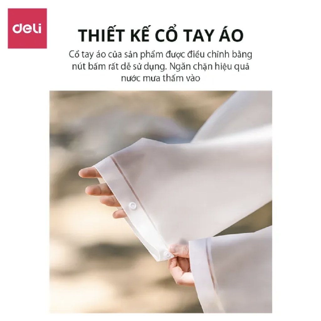 Áo Mưa Trong Suốt Deli - Áo Mưa Cúc Bấm Vải EVA An Toàn Chống Thấm Cao Cấp Áo Mưa Người Lớn Trẻ Em