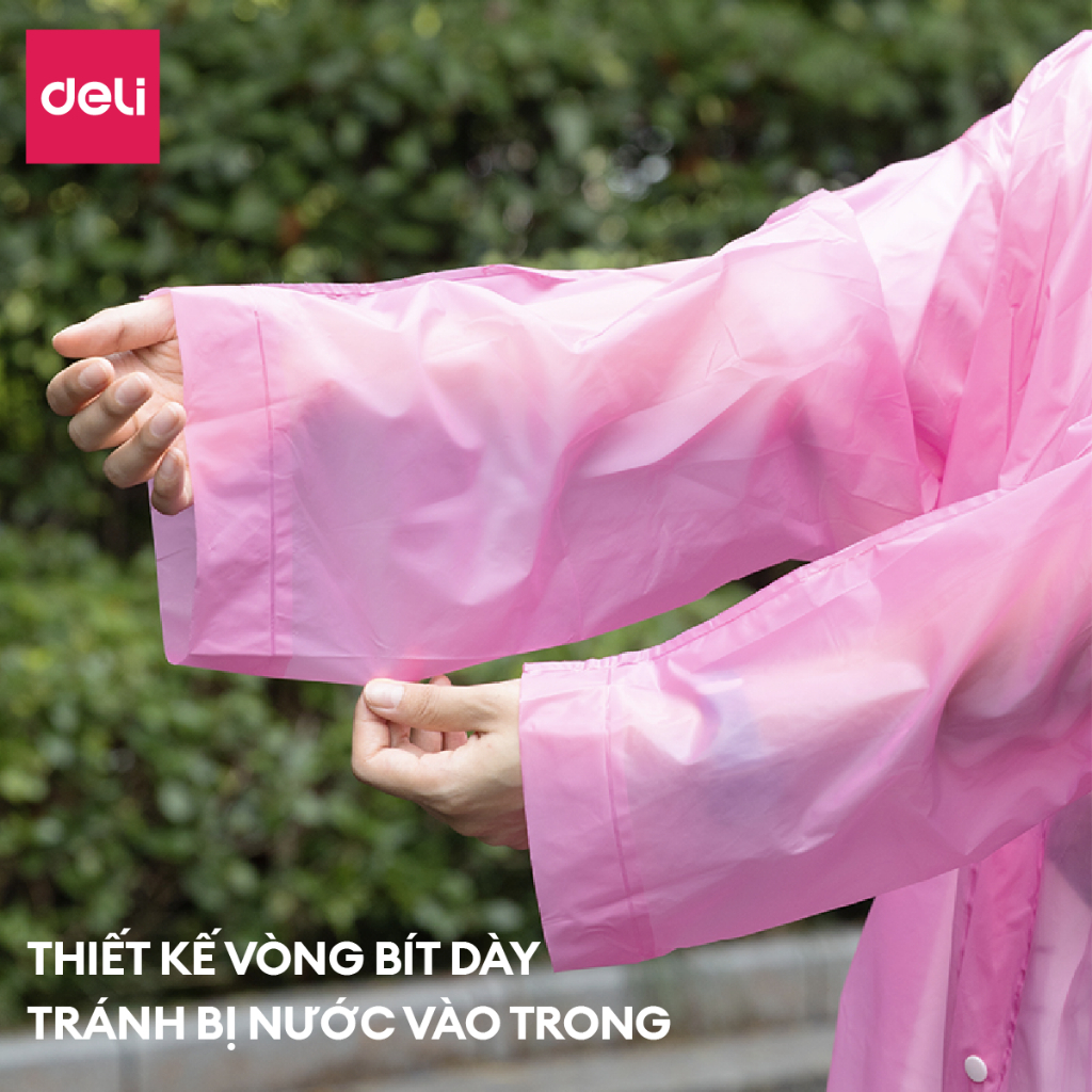 Áo Mưa Trong Suốt EVA Deli Áo Mưa Siêu Dày Chống Thấm Cho Mưa To Phong Cách Thời Trang Nhiều Size Và Nhiều Màu