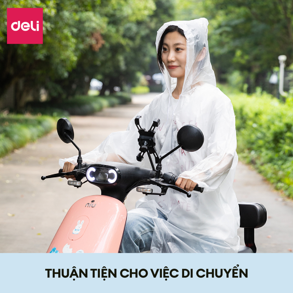 Áo Mưa Trong Suốt EVA Deli Áo Mưa Siêu Dày Chống Thấm Cho Mưa To Phong Cách Thời Trang Nhiều Size Và Nhiều Màu