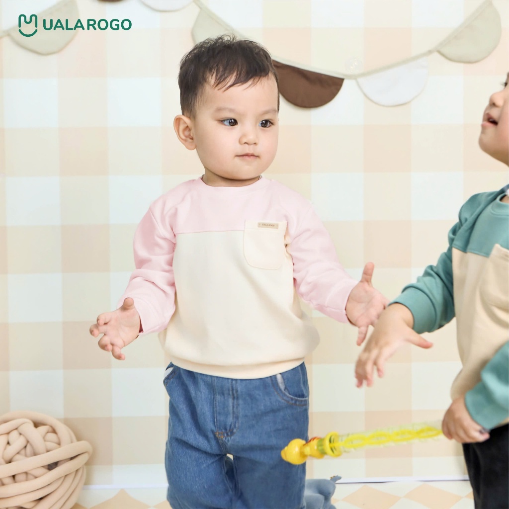 (9-24 kg) Áo Nỉ Cotton Bé Trai, Bé Gái Phối Màu  Uala UR3644