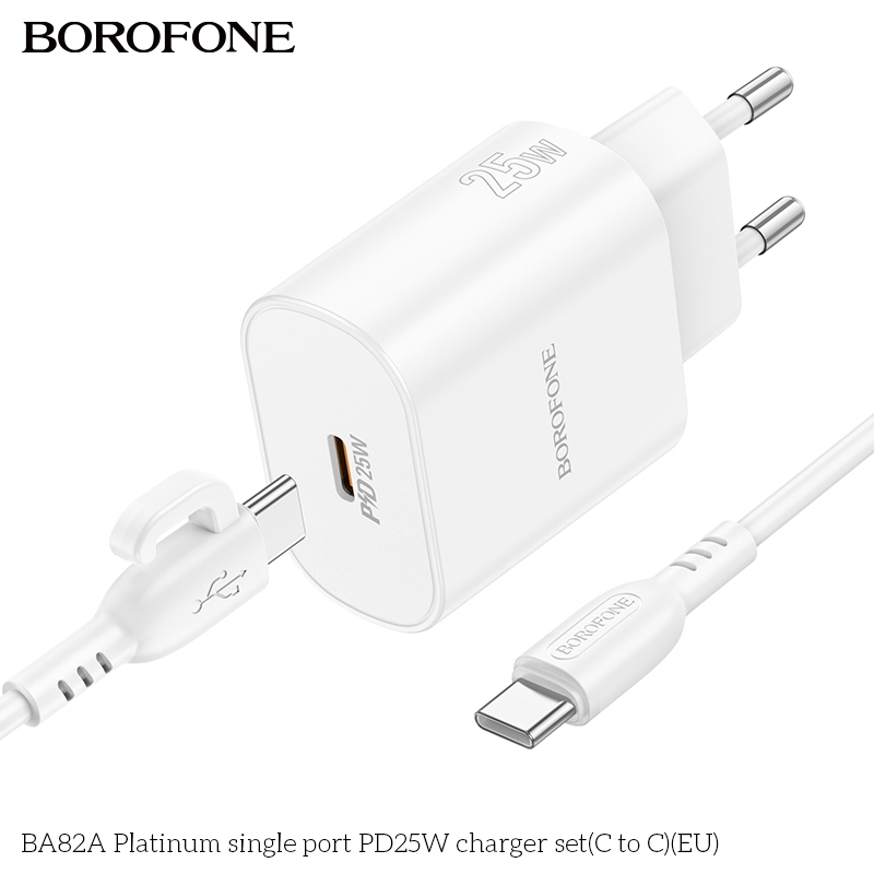 Ảnh Bộ sạc nhanh 25W Borofone BA82A TypeC to TypeC dành cho Samsung, Huawei, Xiaomi, Oppo, Android... 1