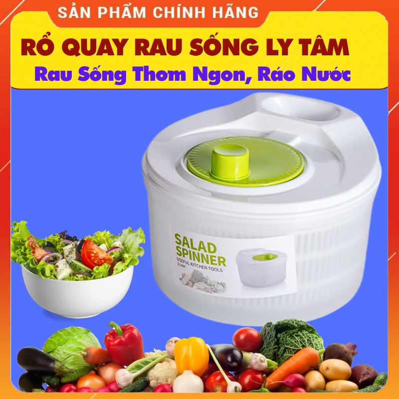 Rổ Quay Rau Sống - Rổ Quay Rau Sống Ly Tâm Đa Năng – Rổ Vắt Rau Sống ...