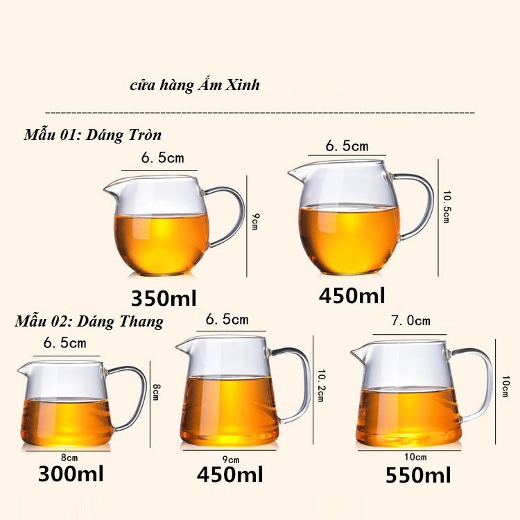 Tống chuyên trà thủy tinh chịu nhiệt cao cấp (có mẫu kèm lọc trà Inox)