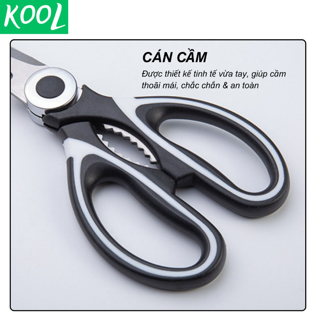Kéo nấu ăn làm bếp số 1 thép không rỉ KOOL - RB02501 kéo đa năng, kéo nhật kéo nhà bếp cắt
