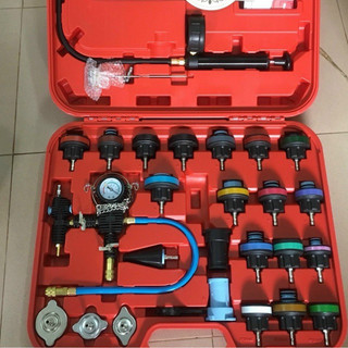 Bộ dụng cụ kiểm tra rò rỉ két nước KÈM xả e nước làm mát FULL 28 chi tiết