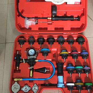 Bộ dụng cụ kiểm tra rò rỉ két nước KÈM xả e nước làm mát FULL 28 chi tiết