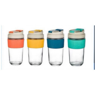 Cốc thủy tinh có nắp và ống hút, cốc bọc da đẹp dung tích 500ml