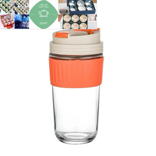 Cốc thủy tinh có nắp và ống hút, cốc bọc da đẹp dung tích 500ml