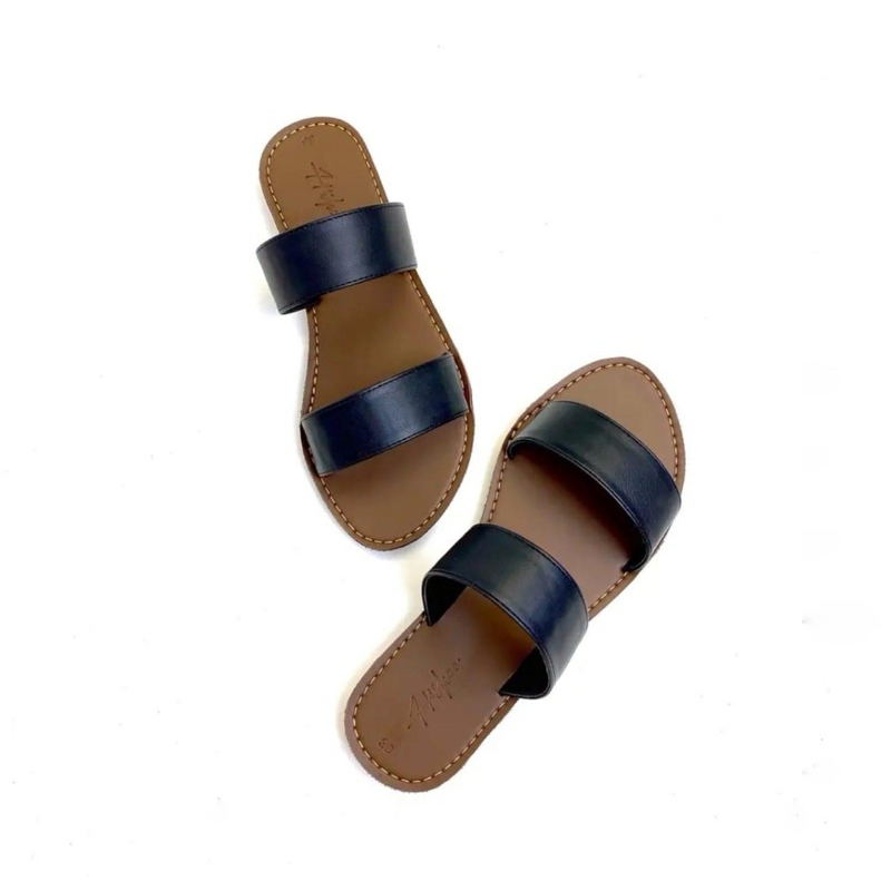 Sandanl Nữ Xăng Đan Xỏ Quai Ngang Chất Liệu Da Chuẩn Mềm Mại Ôm Chân