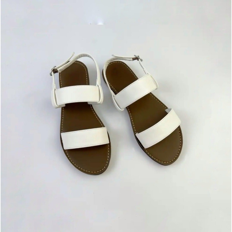 Giày Sandanl Nữ Thời Trang - Dép Sandal Màu Trắng Sữa 2 Quai Siêu Xinh Size 25-40