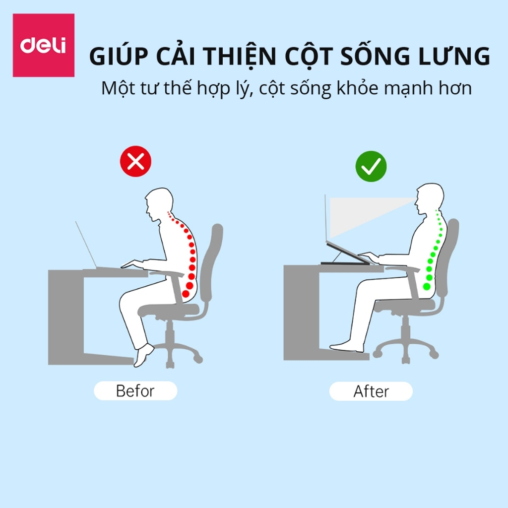 Giá Đỡ Laptop Deli Kệ Đỡ Máy Tính Hợp Kim Nhôm Tản Nhiệt Hiệu Quả Chịu Lực Tốt Nhiều Mức Thay Đổi Nhỏ Tiện Mang Đi