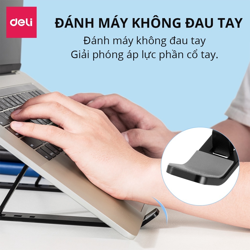 Giá Đỡ Laptop Deli Kệ Đỡ Máy Tính Hợp Kim Nhôm Tản Nhiệt Hiệu Quả Chịu Lực Tốt Nhiều Mức Thay Đổi Nhỏ Tiện Mang Đi