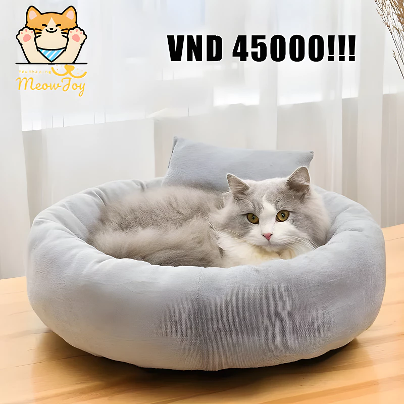 Ổ đệm thú cưng màu xám sang trọng