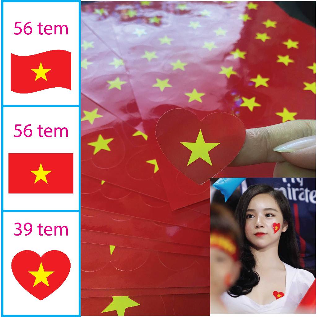 Tem Lá Cờ Tổ Quốc Việt Nam 56 Tem Sticker Decal Lá Cờ Việt Nam Dán Má ...