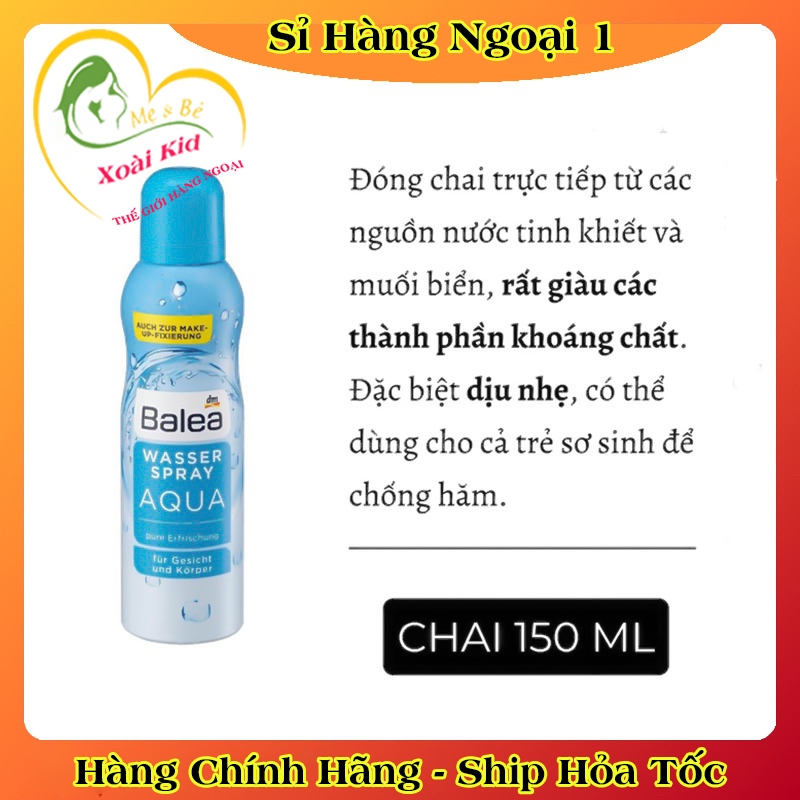[auth] XỊT KHOÁNG BALEA  AQUA 150ML -NỘI ĐỊA ĐỨC ĐỦ BILL [Hot]