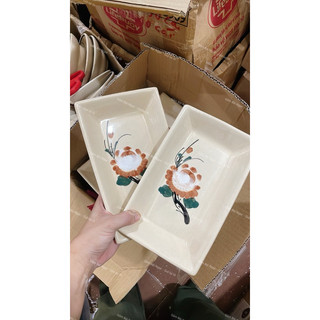 Dĩa Chữ Nhật Gốm Cao Cấp Vẽ Cá Rồng/Gà/Hoa/Sọc/Phết/Tôm Cổ Xưa Từ 21cm Đến 34cm - Gốm Xưa Lái Thiêu Cho Người Hoài Niệm