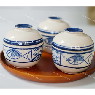 Thố Vẽ Gà Trống (Gà Tre/Gà Chuối/Coban) Mini 7cm/9cm Cực Xinh -Gốm Cao Cấp Men Đẹp Đựng Gia Vị -  Gà Cho Người Hoài Niệm