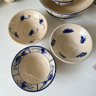 Tô Chiết Yêu/Tô Bắc Cao Cấp 18cm/20cm Vẽ Gà Trống/Cá/Chỉ Xanh/Phết/Cua - Gốm Lái Thiêu - Gốm Nam Bộ
