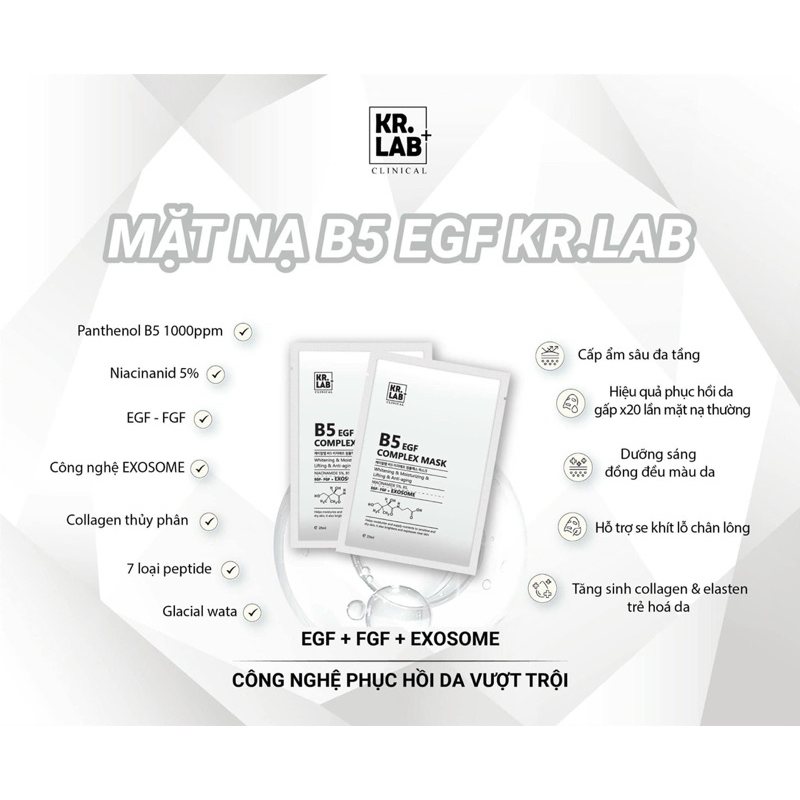 Combo 30-50 miếng Mặt nạ Kr.lab B5 EGF complex mask - hạn 2028 Hàn Quốc  IS227
