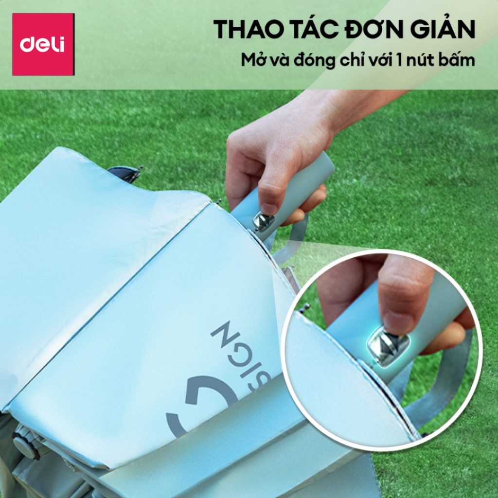 Ô Dù Gấp Gọn Deli Che Nắng Mưa Cầm Tay Tự Động Đóng Mở 2 Chiều Chống Tia UV Chất Liệu Dày Dặn Chống Thấm