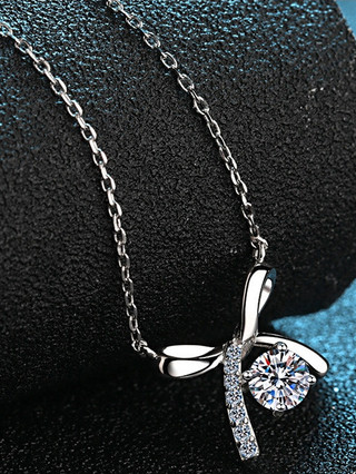 dây chuyền bạc Vòng cổ nữ Moissanite bạc S925 Vòng cổ nơ nữ Quà tặng nữ S50