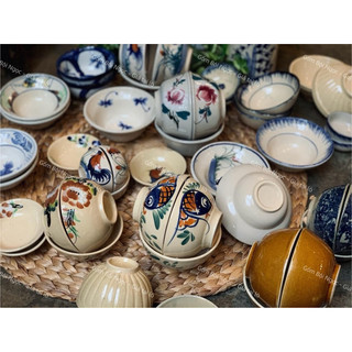 Chén Ăn Cơm Vẽ Hoa/ Gà Trống Cổ Xưa Size 12cm - Hàng Đẹp Không Chấm Chân - Gốm Xưa Cho Người Hoài Niệm - Gốm Lái Thiêu